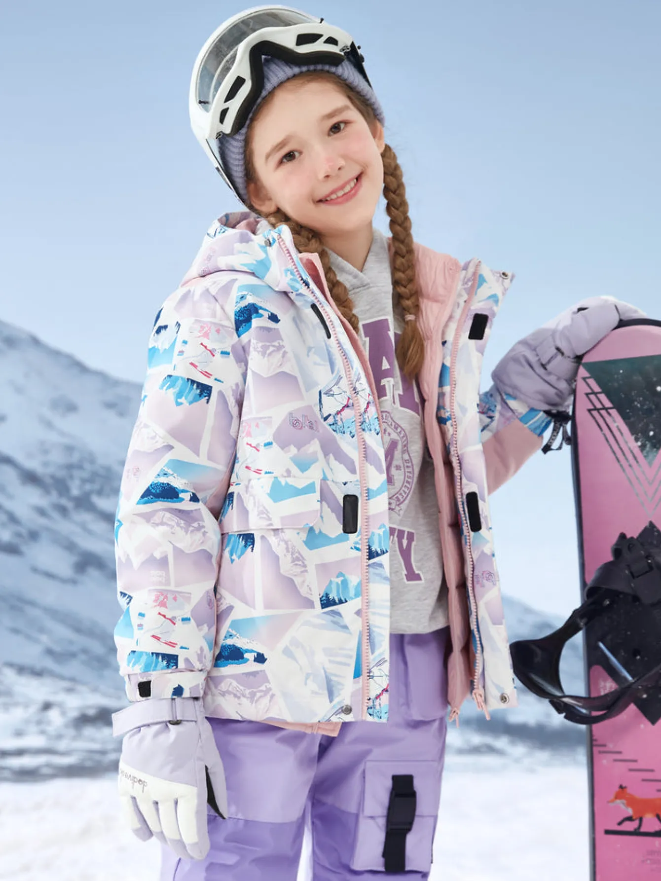 Balabala Kids Multicolor Multifunctional Down Jacket Purple Red Hue Best