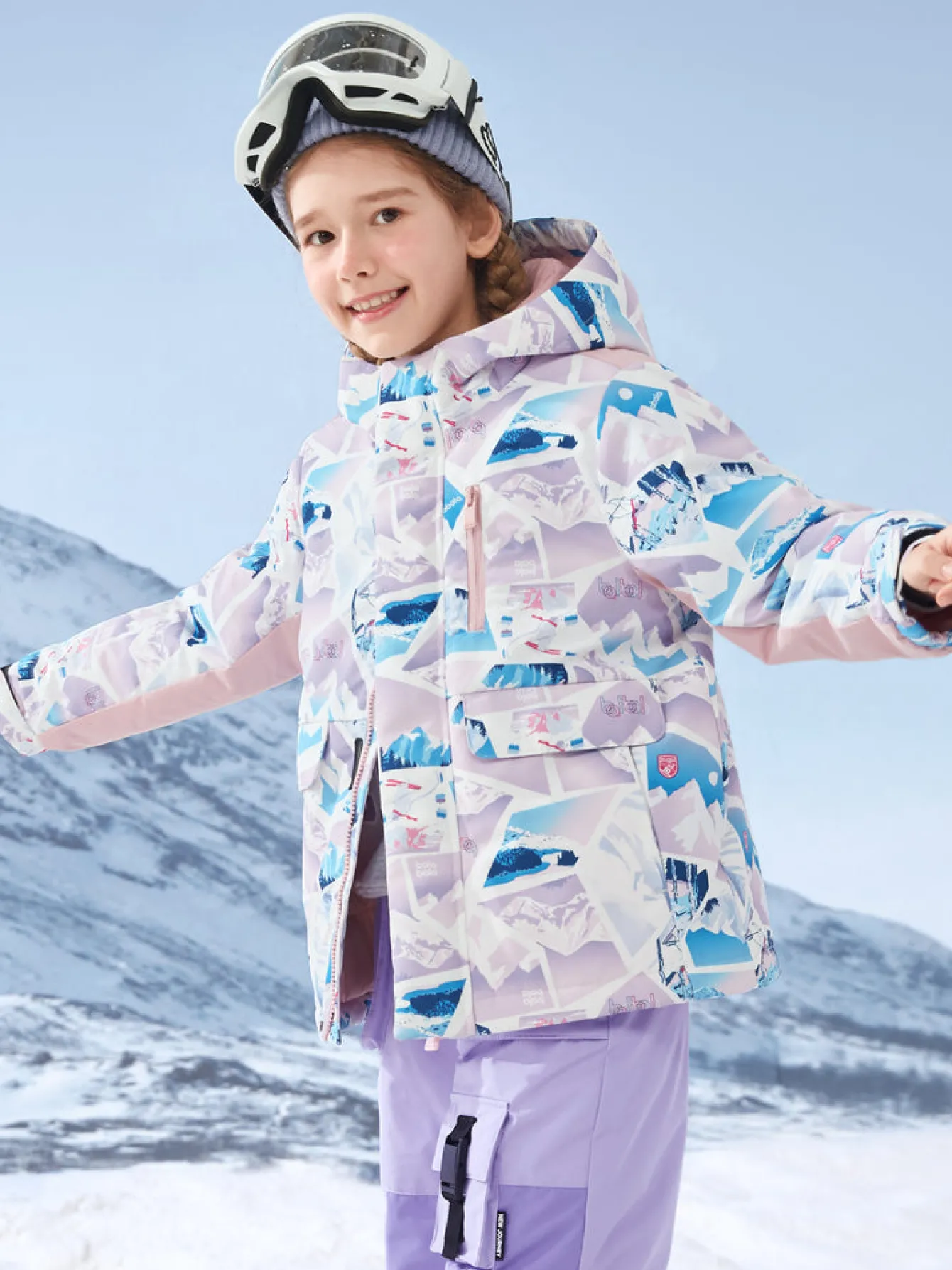 Balabala Kids Multicolor Multifunctional Down Jacket Purple Red Hue Best