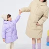 Balabala Kids Parent-Child Coloring Hooded Down Jacket Khaki New