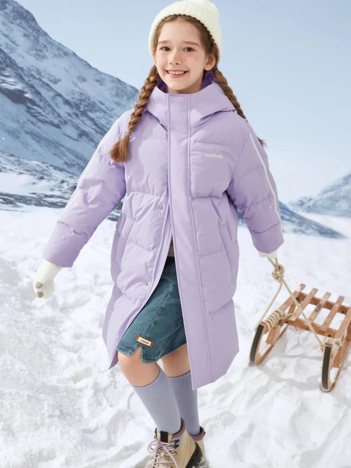 Balabala Kids Parent-Child Coloring Hooded Down Jacket Violet Sale