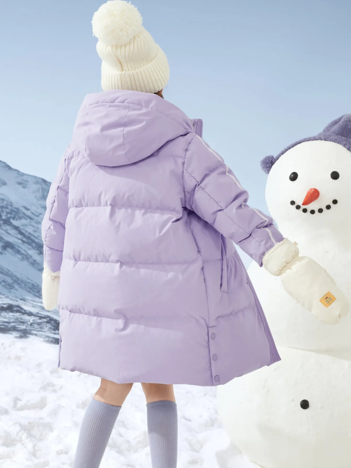 Balabala Kids Parent-Child Coloring Hooded Down Jacket Violet Sale