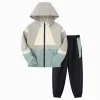 Balabala Kids Unisex Contrast Patchwork Long Sleeve Woven Set 7-14 Years Flash Sale