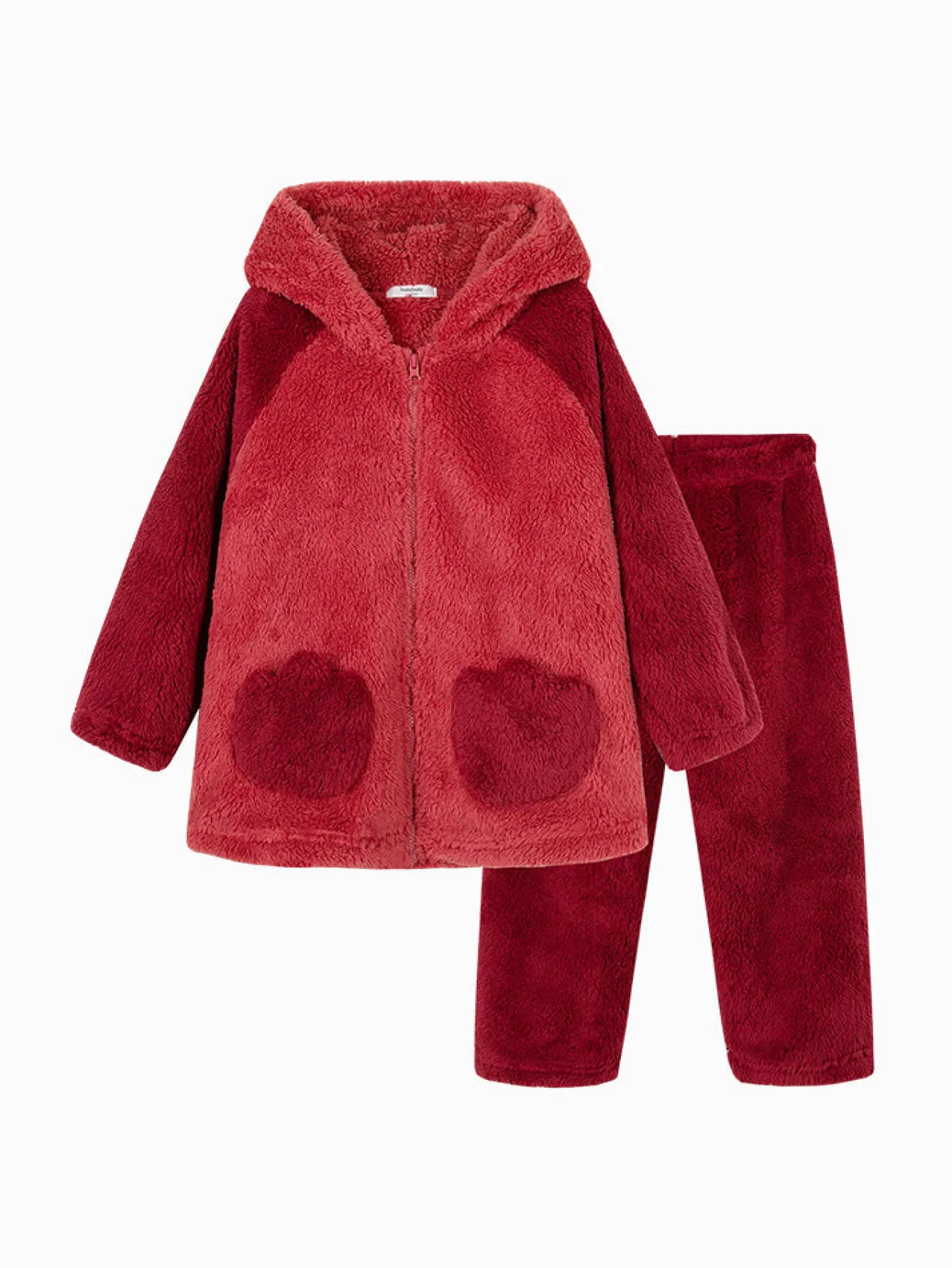 Balabala Kids Unisex Coral Fleece Animal Shape Home Wear Set 7-14 Years Red Hue Flash Sale