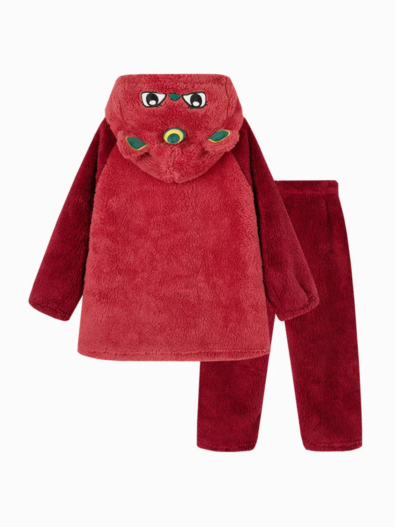 Balabala Kids Unisex Coral Fleece Animal Shape Home Wear Set 7-14 Years Red Hue Flash Sale