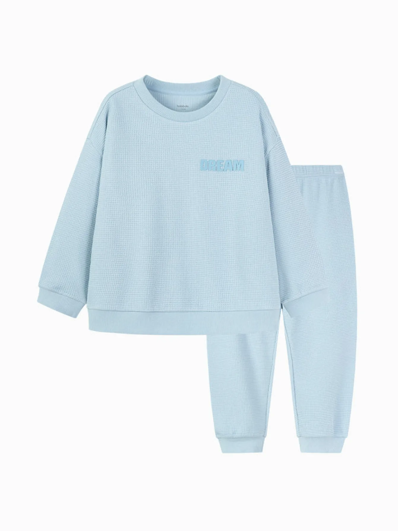 Balabala Kids Unisex Waffle Fabric Solid Colour Home Wear Set 7-14 Years Cheap