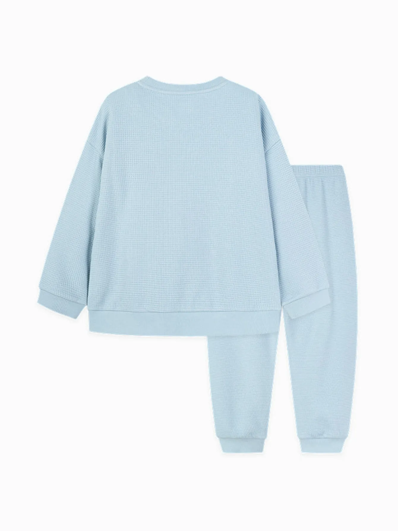 Balabala Kids Unisex Waffle Fabric Solid Colour Home Wear Set 7-14 Years Cheap