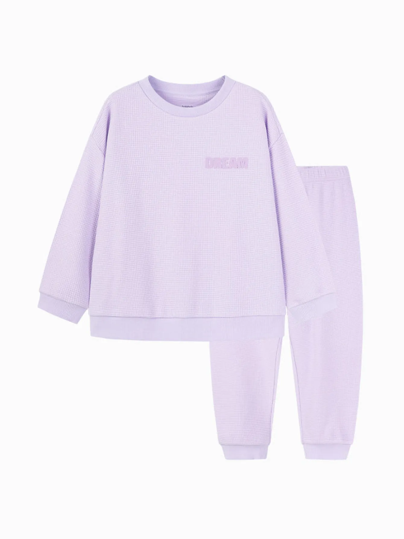 Balabala Kids Unisex Waffle Fabric Solid Colour Home Wear Set 7-14 Years Cheap