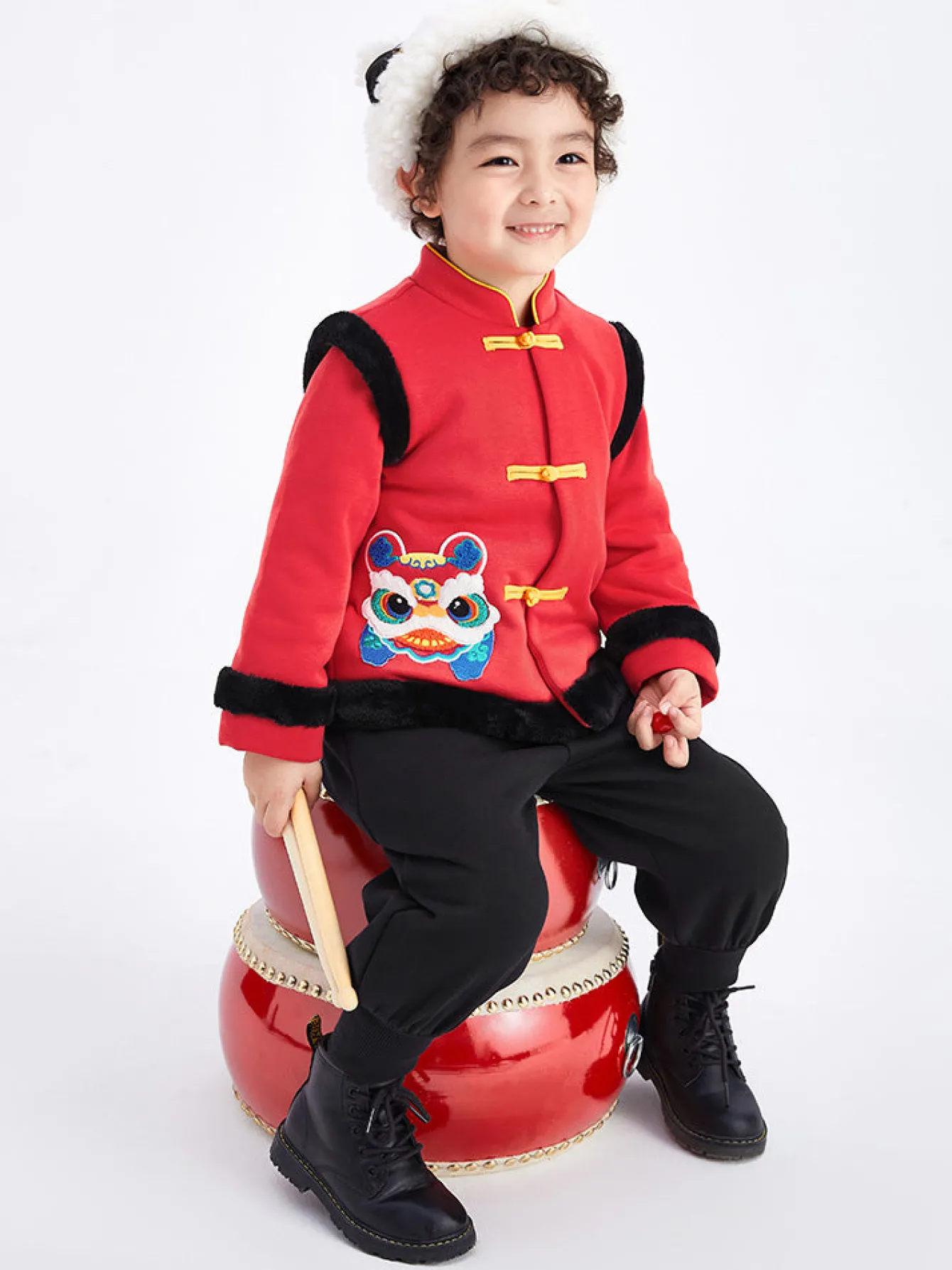 Balabala Toddler Boy Chinese Zodiac Rabbit Long Sleeve Knitted Set 2-8 Years Red Hue Store