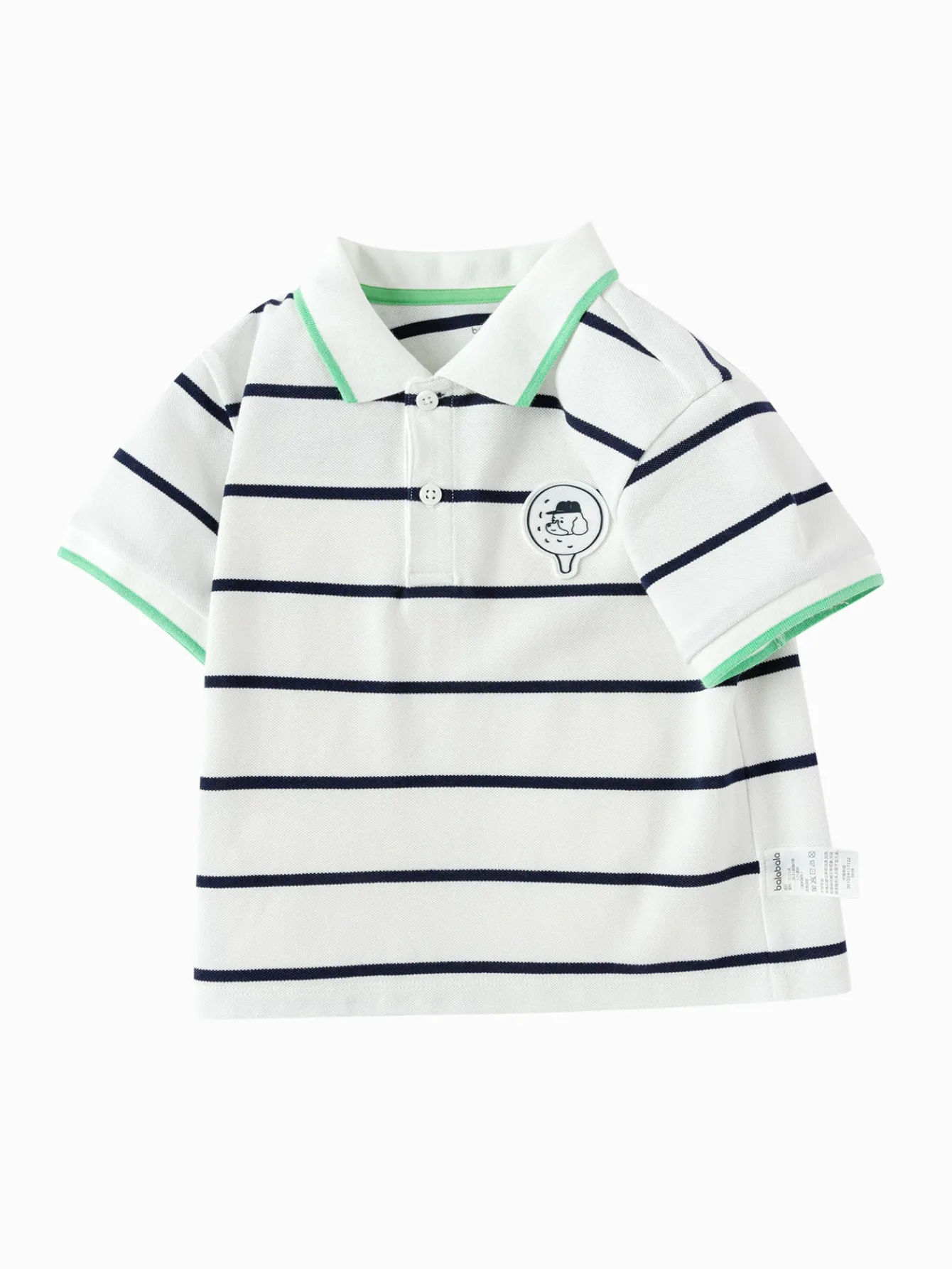 Balabala Toddler Boy Have Fun Style Lapel Short Sleeve T-Shirt Black White Hue Cheap