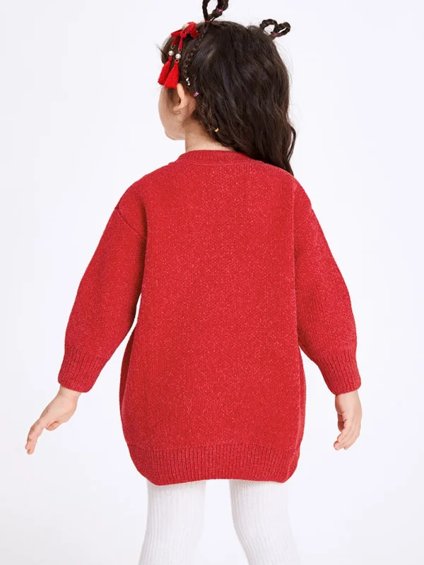 Balabala Toddler Girl Chenille Solid Color Woven Dress 2-8 Years Cheap