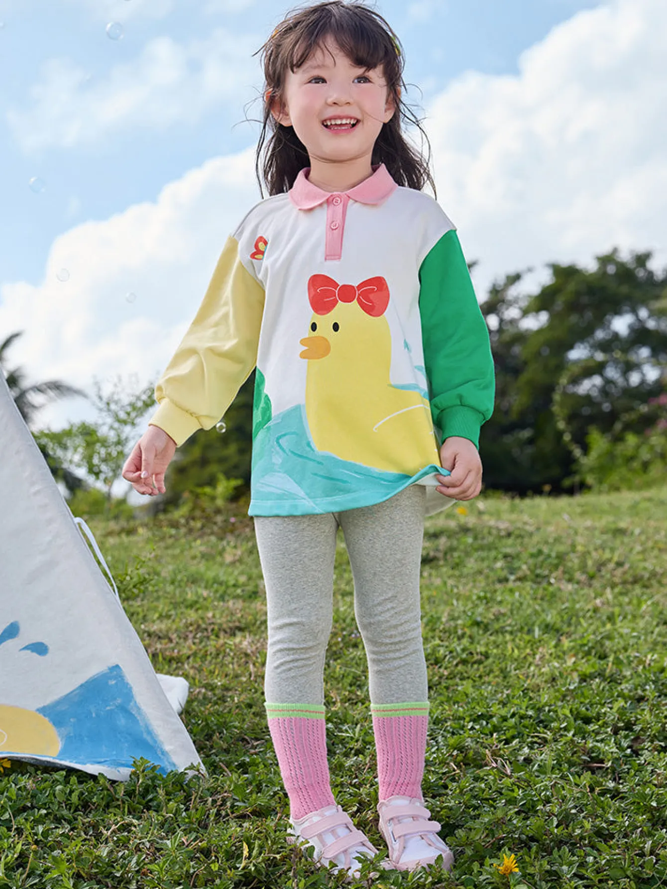 Balabala Toddler Girl Contrast Colour Patchwork Long Sleeve Knitted Set 2-8 Years Best