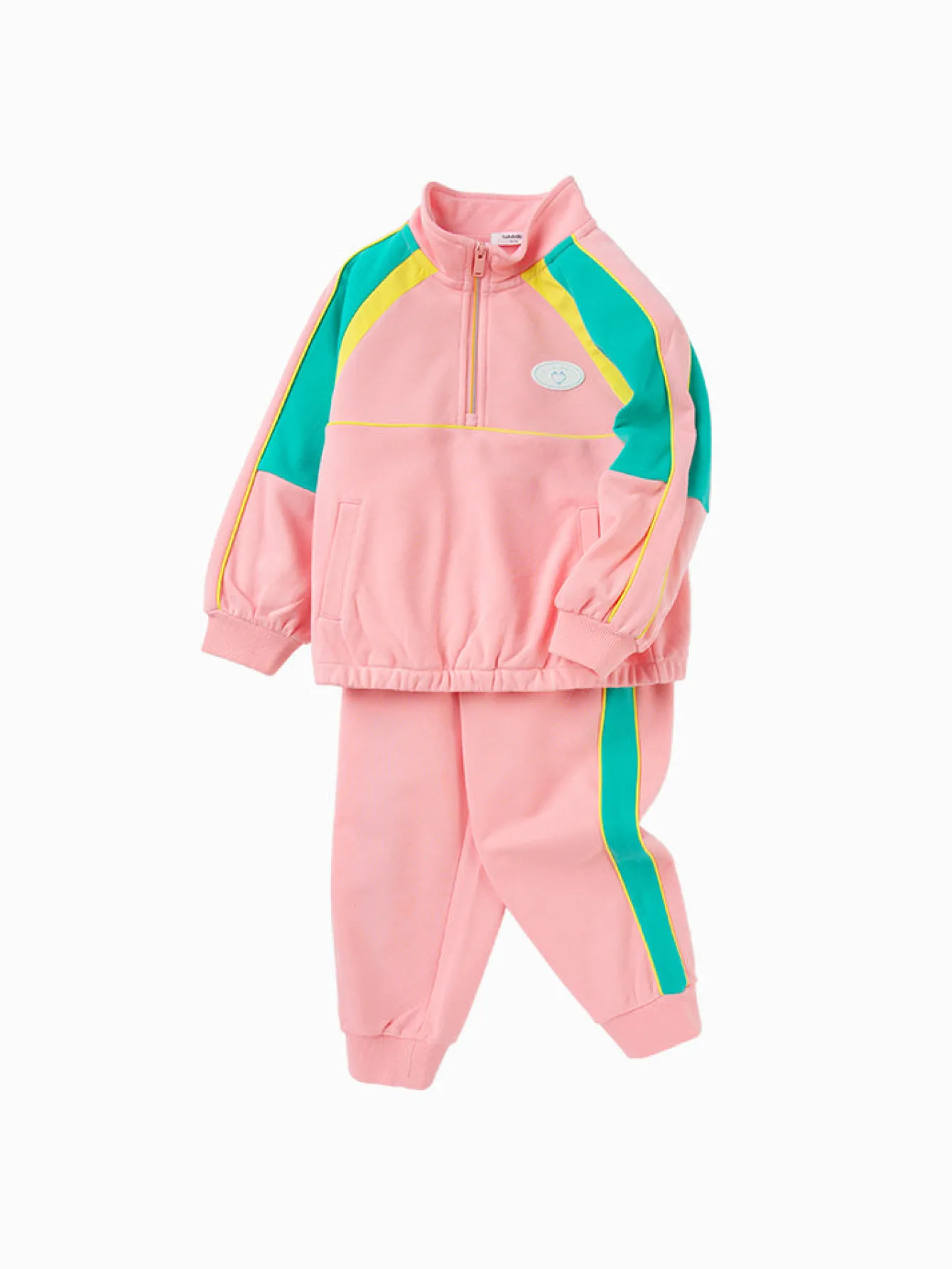 Balabala Toddler Girl Contrast Colour Patchwork Long Sleeve Knitted Set 2-8 Years Pink Clearance