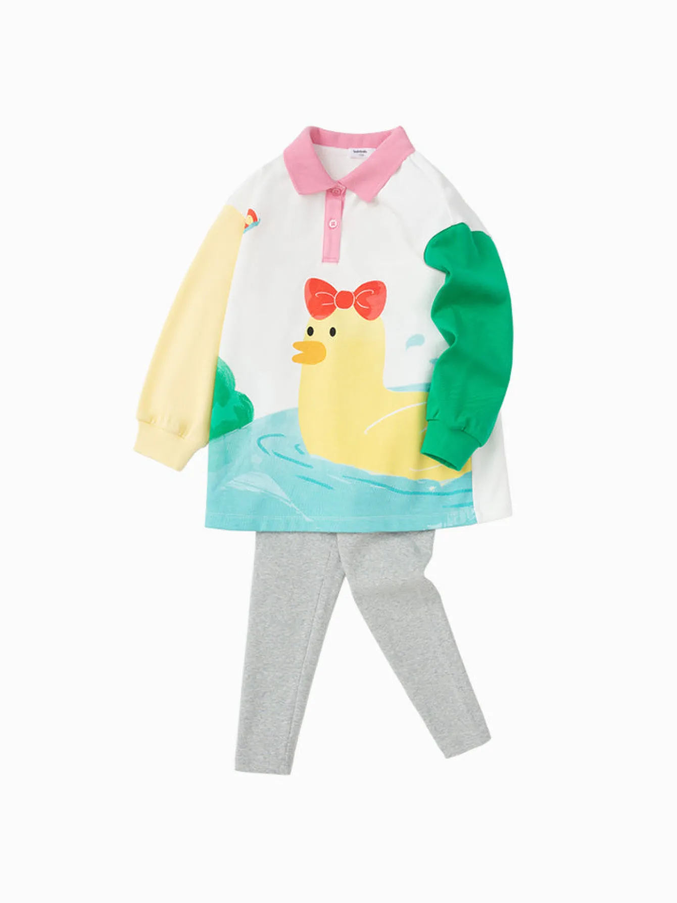 Balabala Toddler Girl Contrast Colour Patchwork Long Sleeve Knitted Set 2-8 Years Best