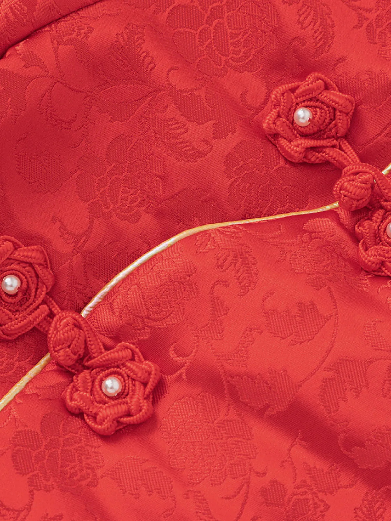 Balabala Toddler Girl Jacquard Traditional Chinese Painting Long Sleeve Woven Set 2-8 Years Chinese Red Fashion