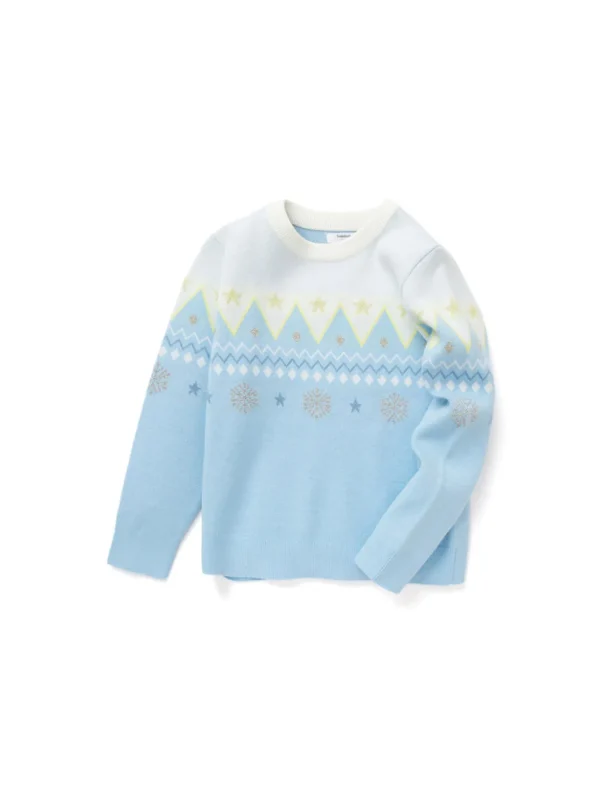 Balabala Toddler Girl Sesame Dot Jacquard Crew Neck Long Sleeve Sweater White Hue Clearance