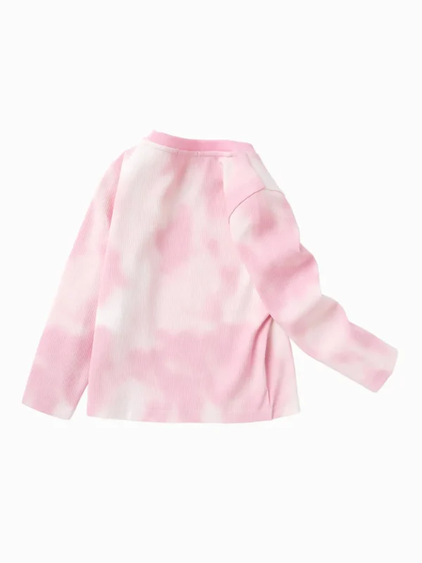 Balabala Toddler Girl Tie-dye Rounded V-Neck Long Sleeve T-Shirt 2-8 Years Best Sale