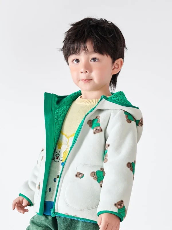 Balabala Toddler Octopus Print Hooded Long Sleeves Jacket White Hue Flash Sale