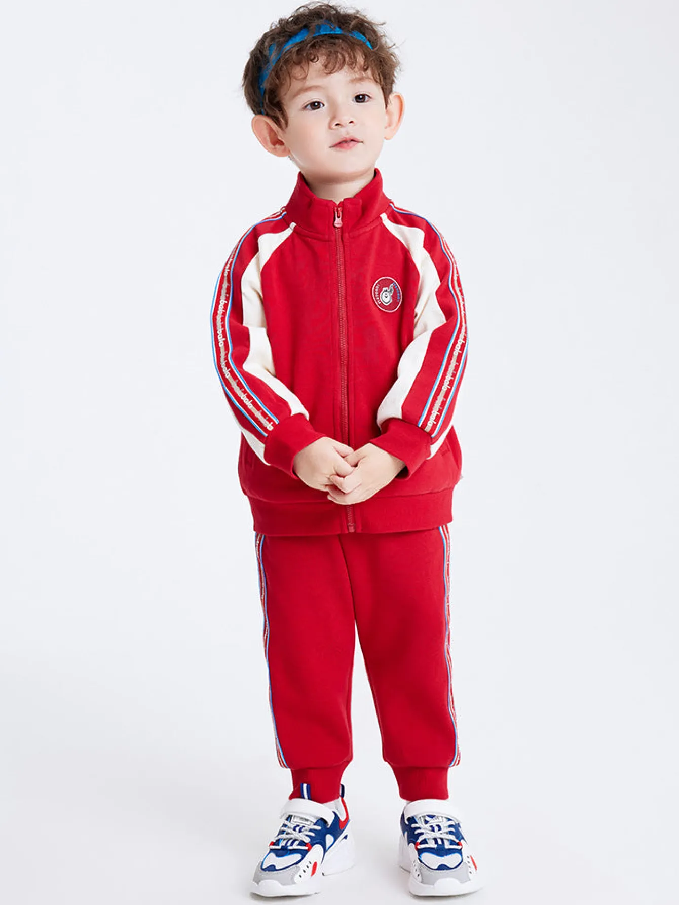 Balabala Toddler Unisex Contrast Colour Patchwork Long Sleeve Knitted Set 2-8 Years Discount