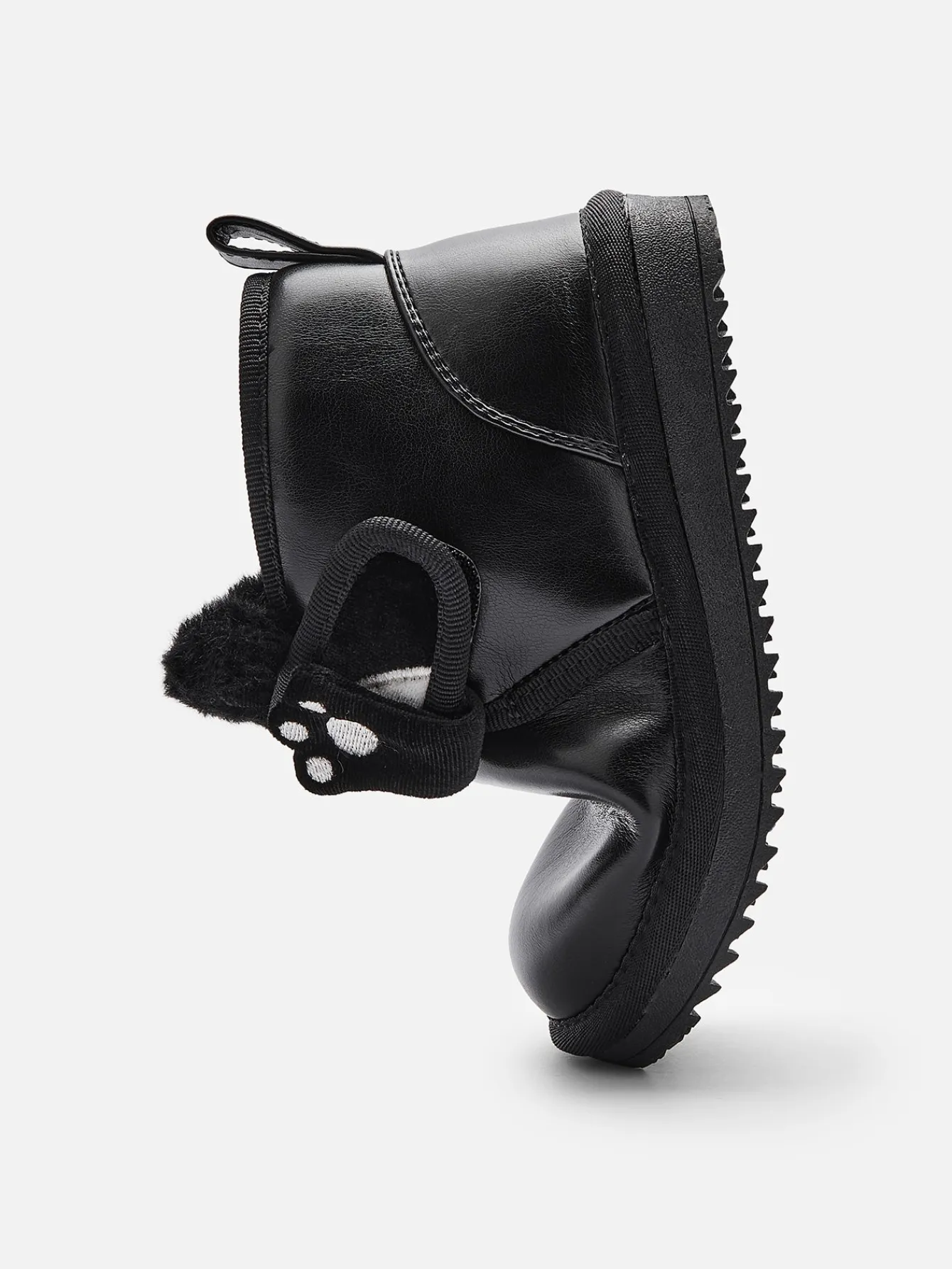 Balabala Unisex Baby Toddler and Kids Water-Repellent Plush Velcro Snow Boots Black Fashion