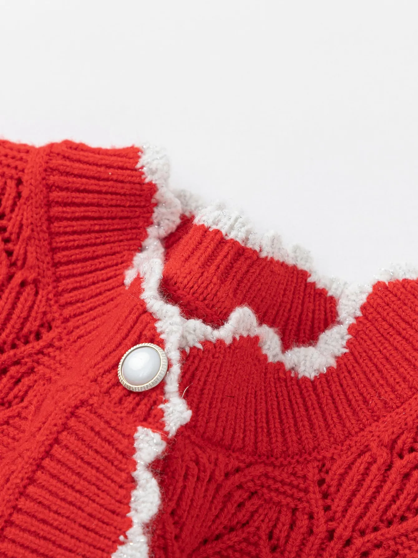 Balabala Barabara children's clothing girls sweater sweater 2024 winter new red knitted color collision warm cardigan Chinese Red Best