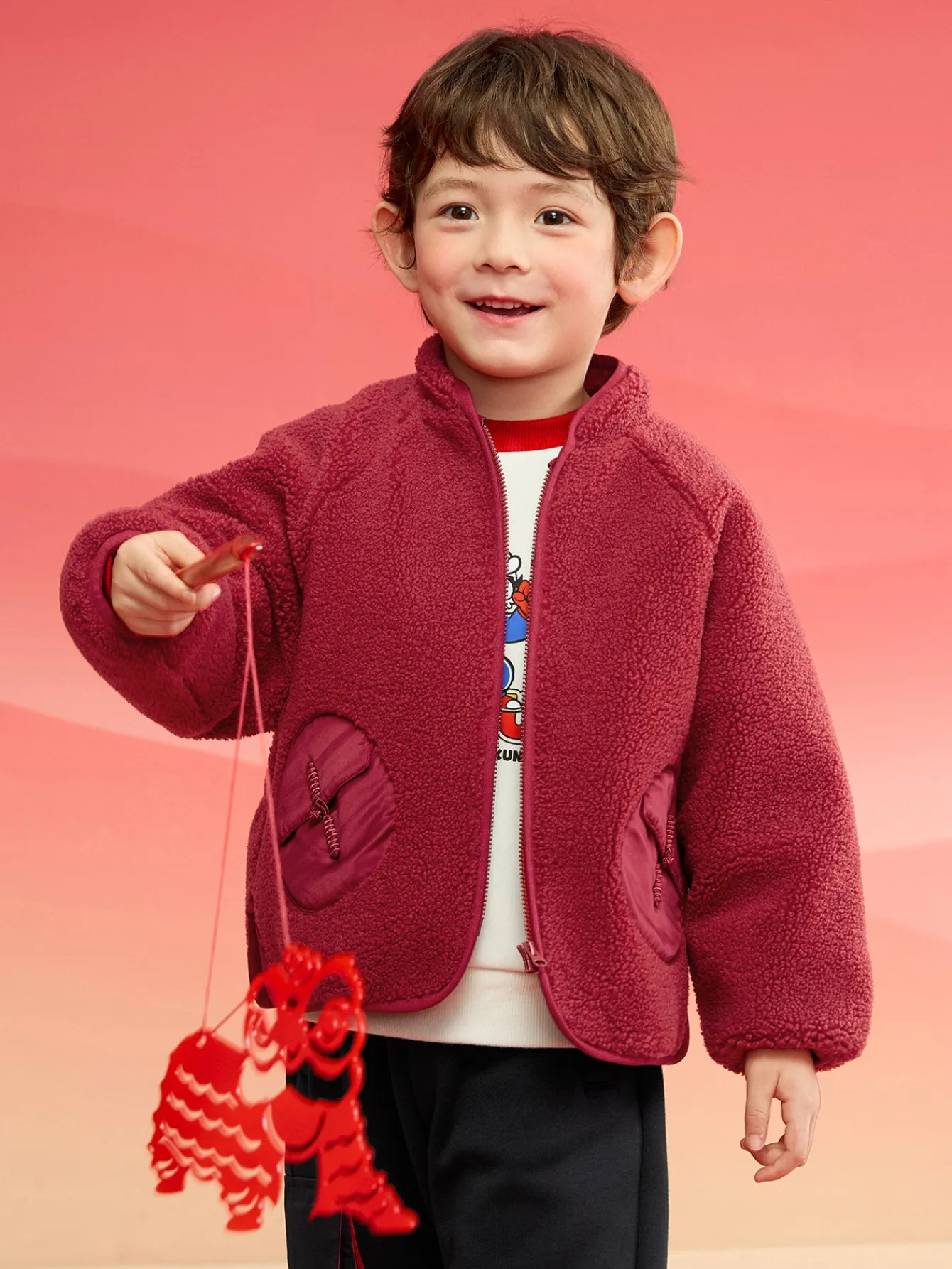 Balabala Barabara children's cotton clothing boys girls cotton jacket baby cotton clothing winter 2024 Wine Red Cheap