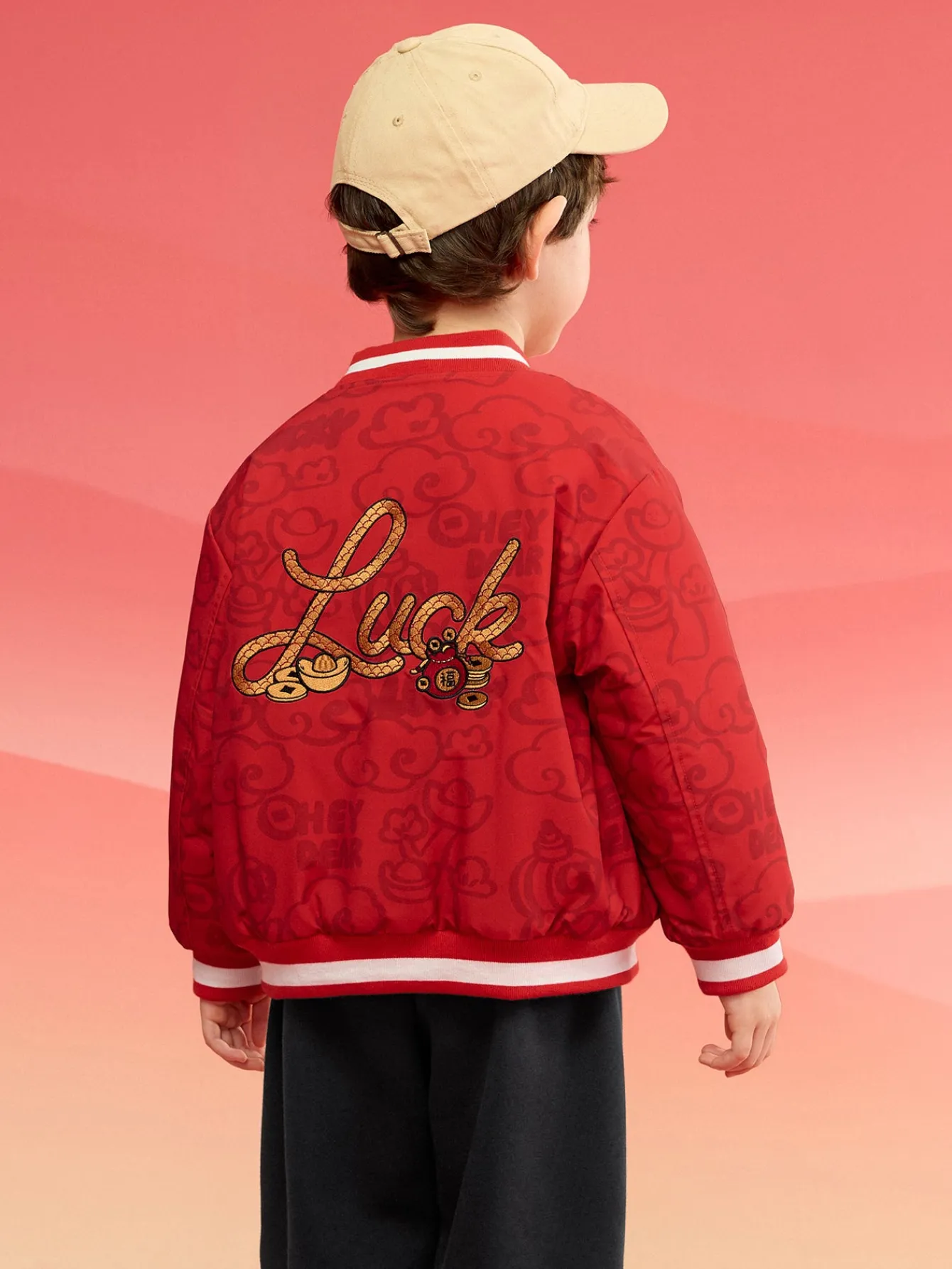 Balabala Barabara children's jackets boys cotton clothing 2025 new winter tops waterproof baseball suit Red Clearance