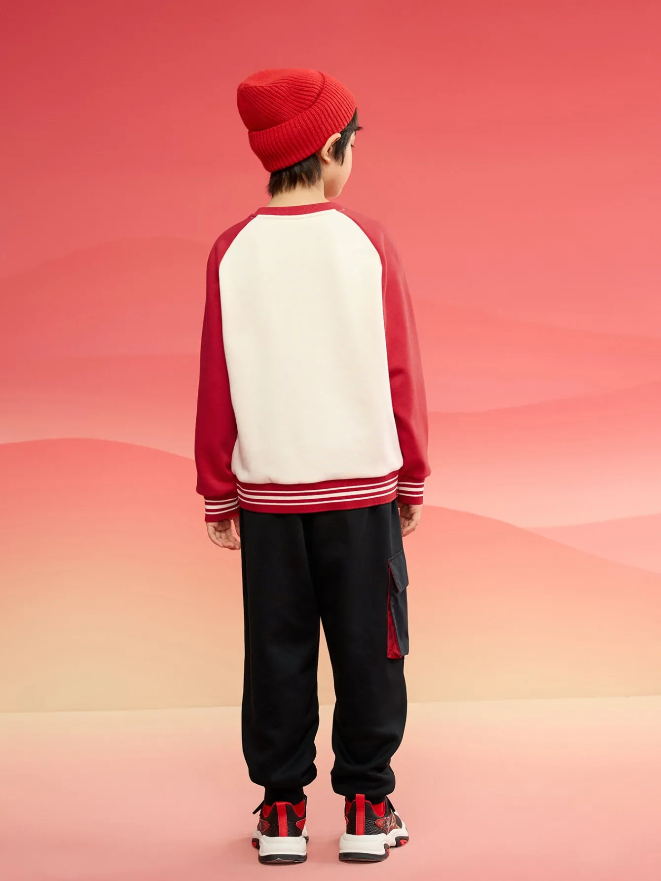 Balabala Barabara children's sweater boys' tops 2025 new spring long-sleeved embroidery loose Red Clearance