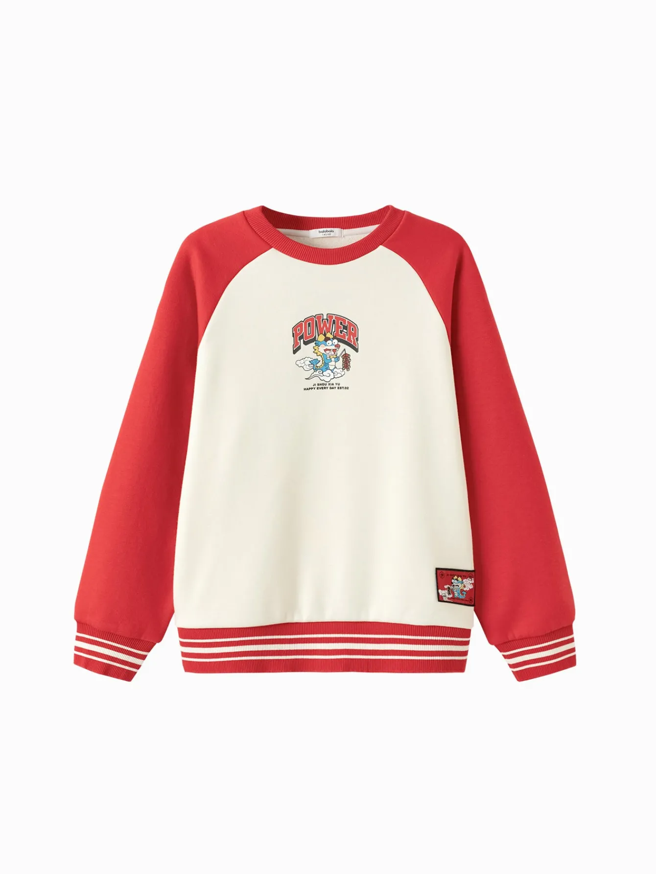 Balabala Barabara children's sweater boys' tops 2025 new spring long-sleeved embroidery loose Red Clearance