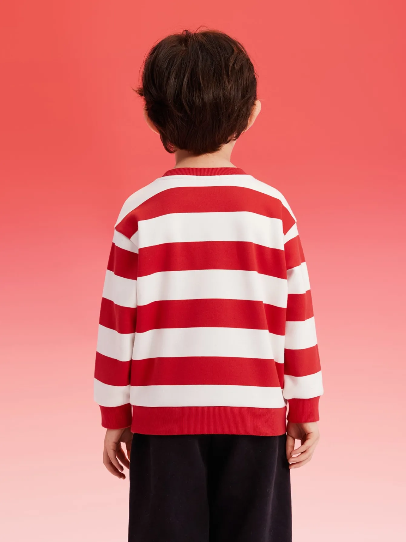 Balabala Barabara children's sweater girls boys 2024 new fall and winter loose fashion tops Red White Fashion