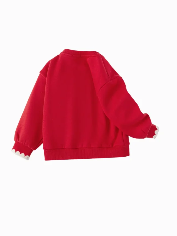 Balabala Barabara Girls Long Sleeve Sweatshirt Top 2024 Winter New Round Neck New Year Red Chinese Red Cheap