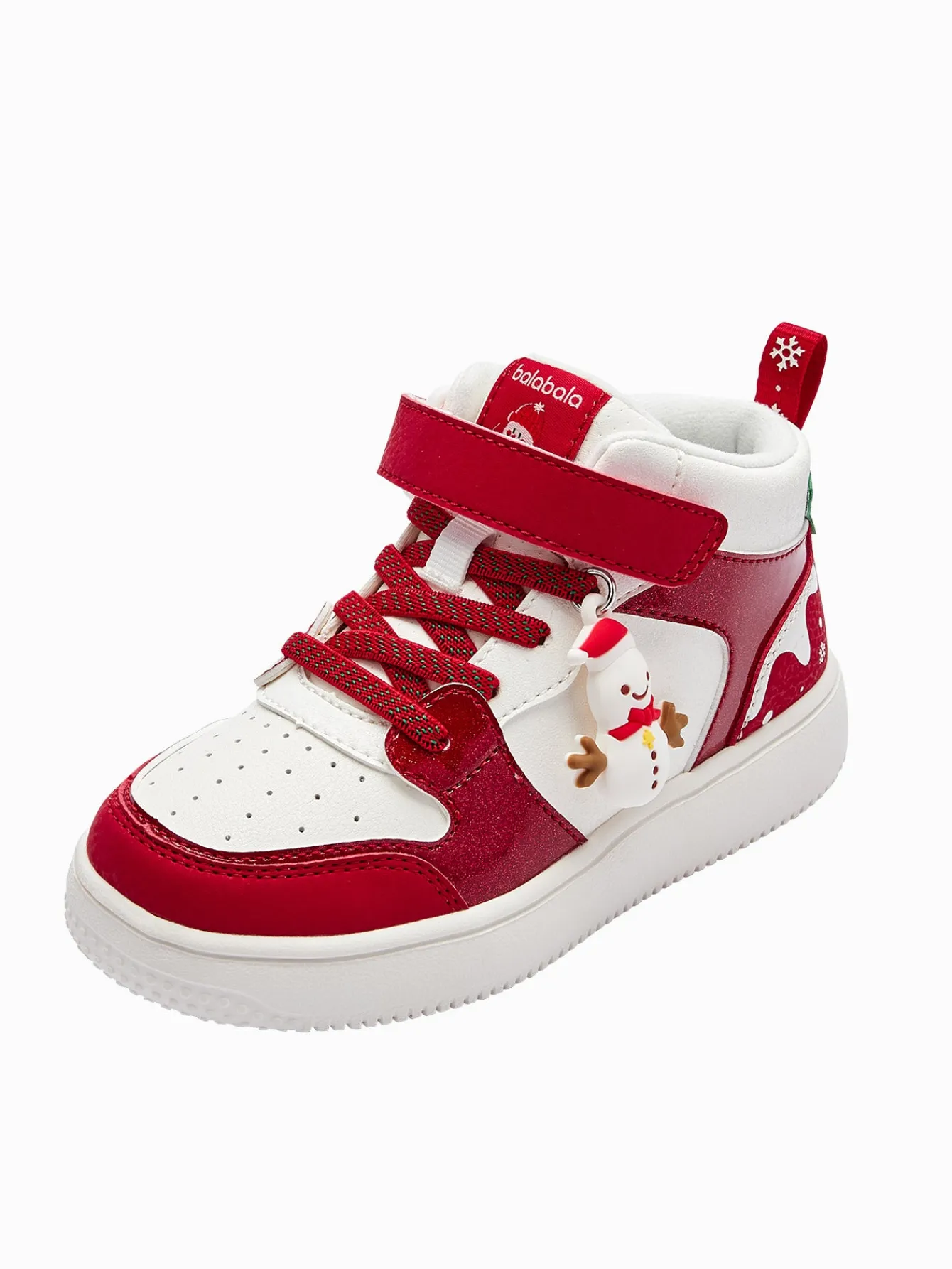 Balabala Barabara high-top board shoes girls sneakers small white shoes 2025 New Year White Red Cheap