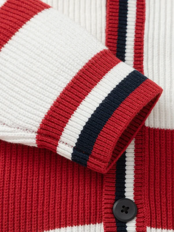 Balabala Boys College Badge Cardigan Sweater White Red Discount