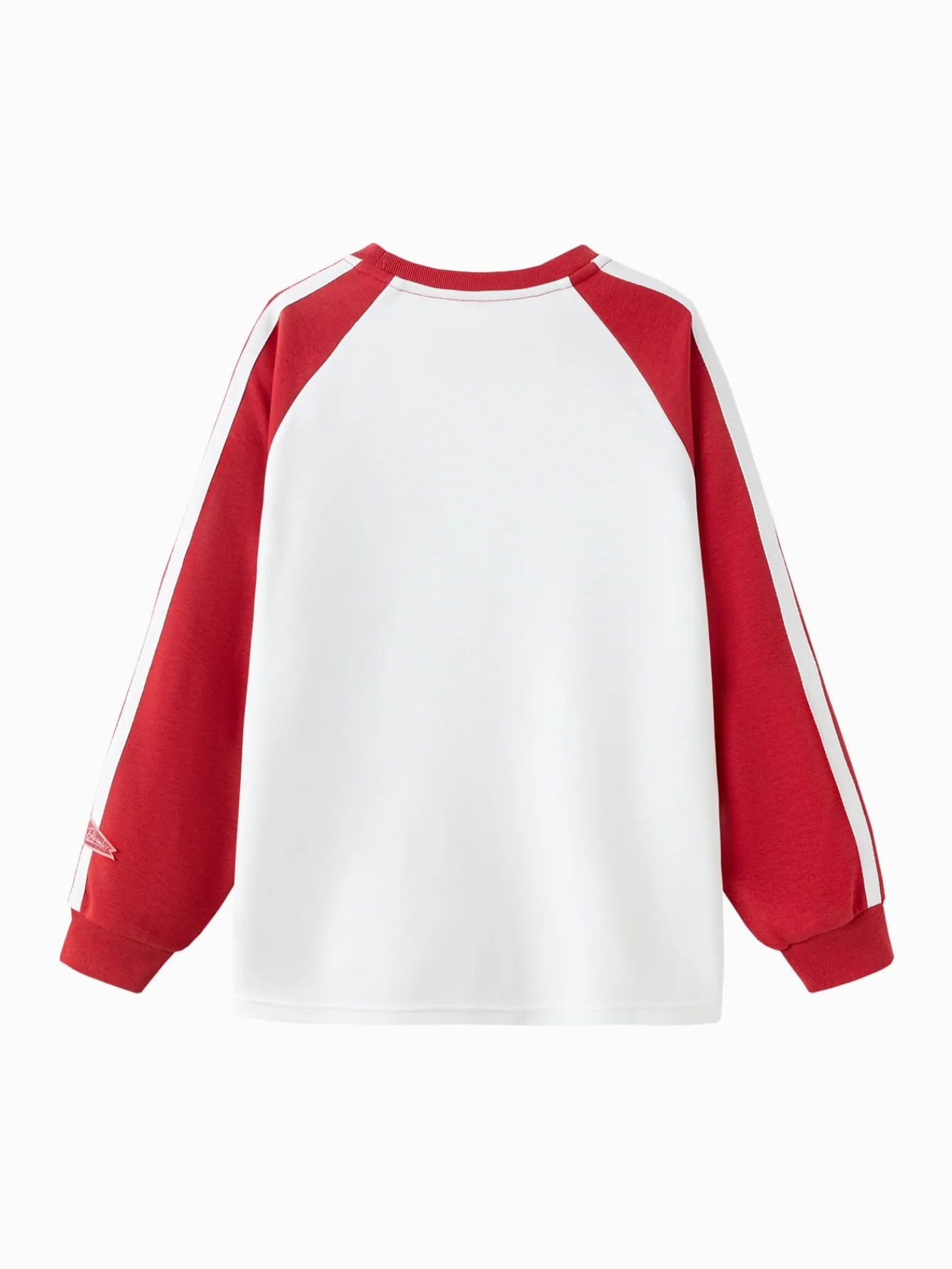 Balabala Boys' Colorblocked Crew Neck Letter College Badge Printed Sweatshirt Raw White Hot