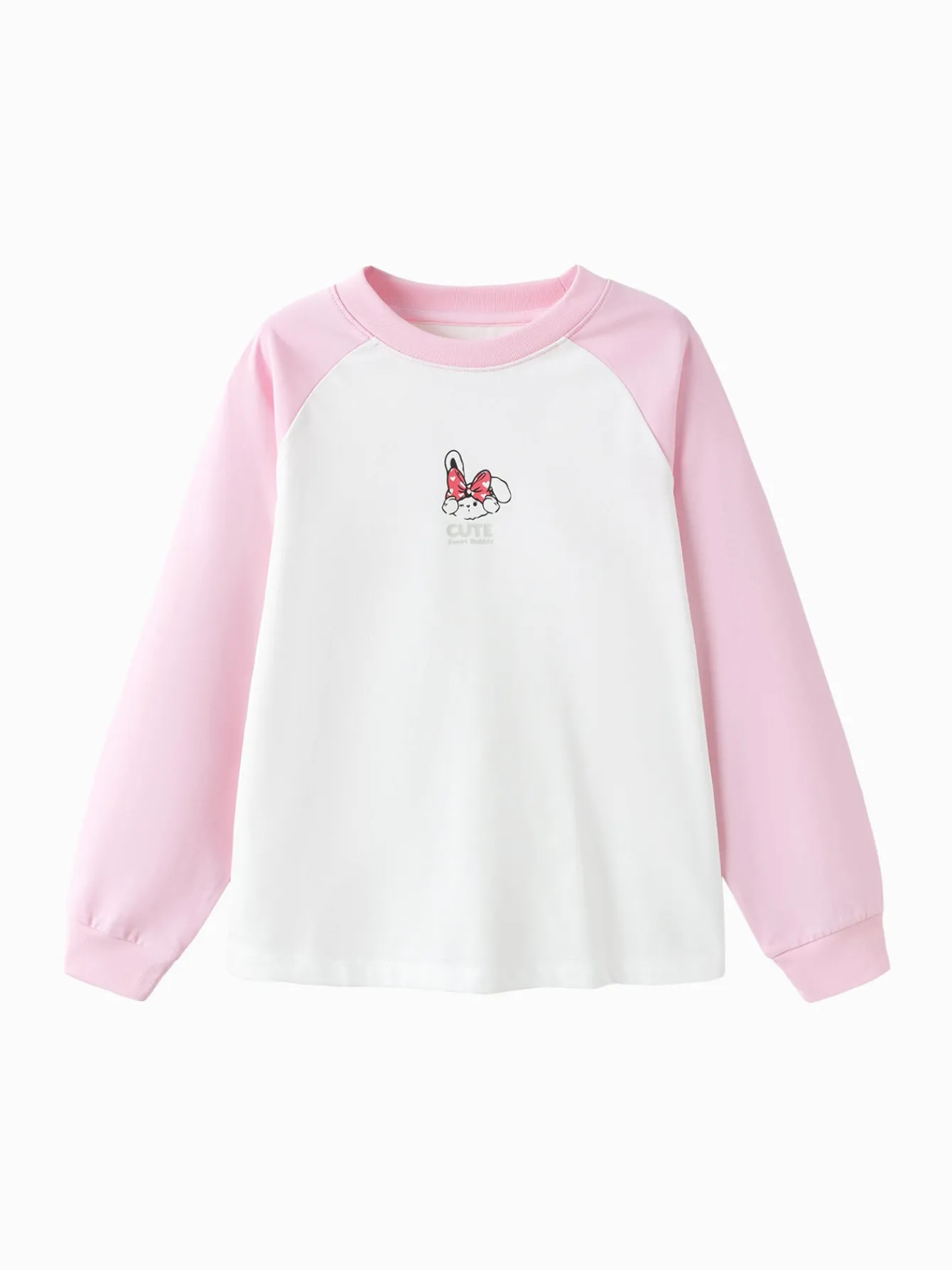 Balabala Boys Girls Knit Color Block Long Sleeve T-Shirt White Red Fashion