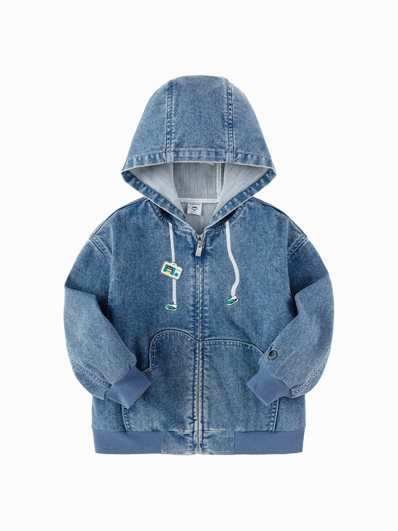 Balabala 【Designer SICO style】 children's denim jacket with hood for boys 2025 spring new style Denim Light Blue Cheap