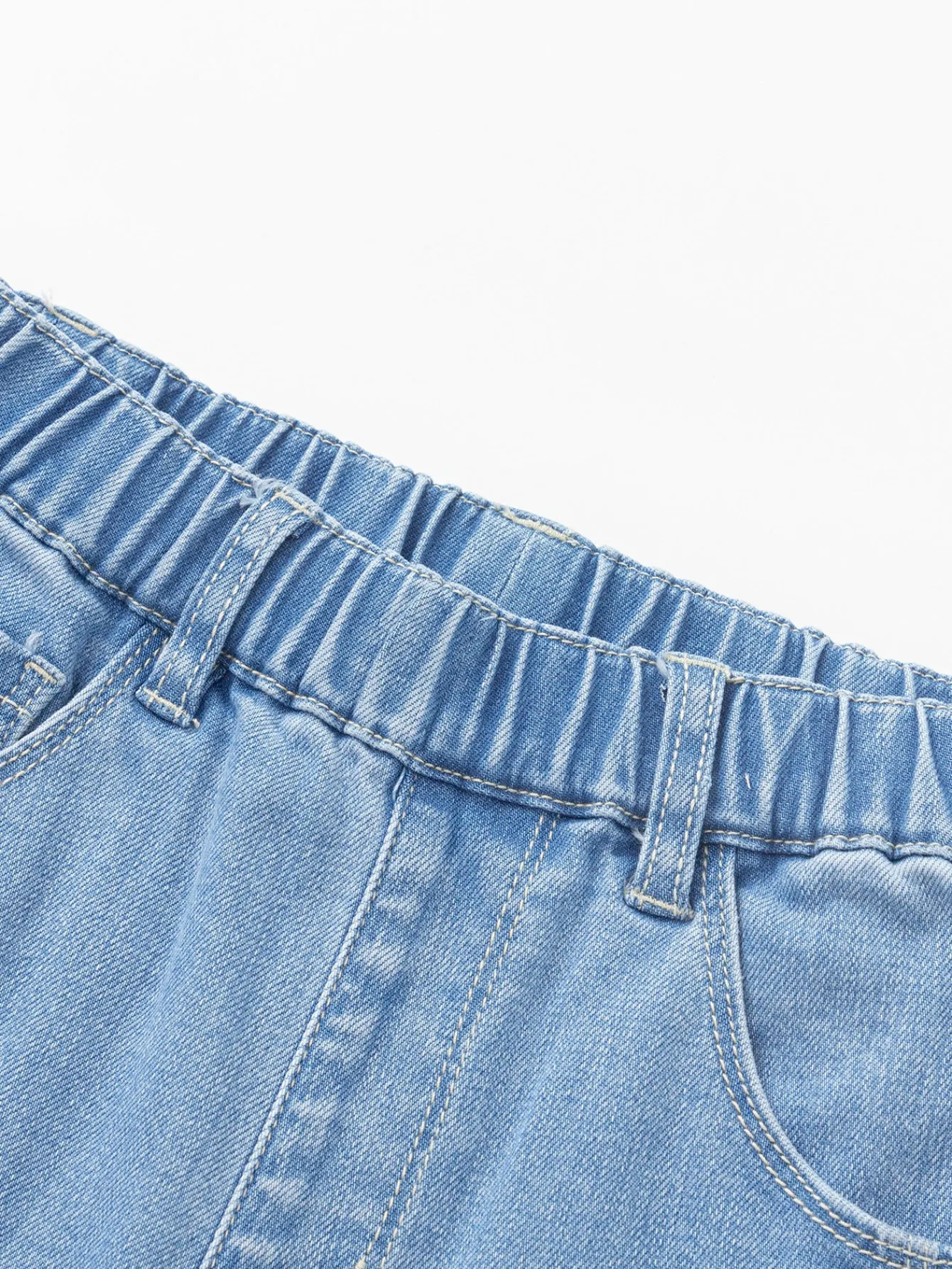 Balabala Girl Daily Life Solid Color Trousers Denim Pale Blue Fashion