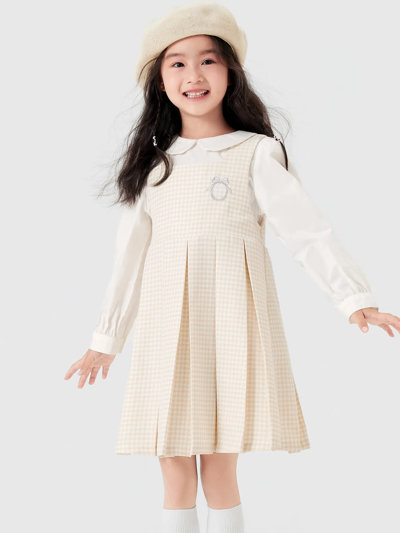 girl_trend_scenarios_coffee_white_hue_solid_color_onepiece_dress_0.webp Balabala Girl Trend Scenarios Solid Color One-Piece Dress Coffee White Hue New