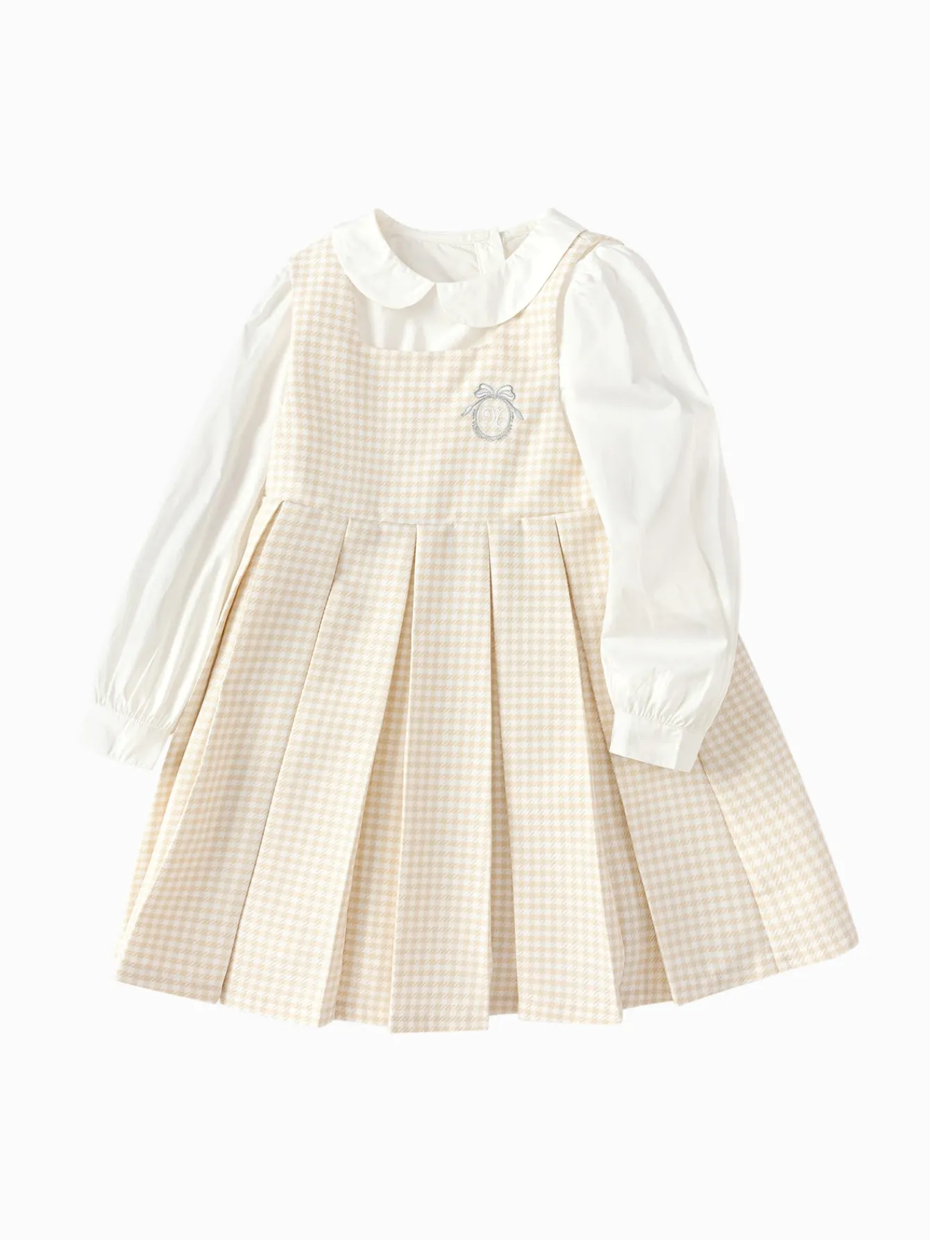 girl_trend_scenarios_coffee_white_hue_solid_color_onepiece_dress_3.webp Balabala Girl Trend Scenarios Solid Color One-Piece Dress Coffee White Hue New