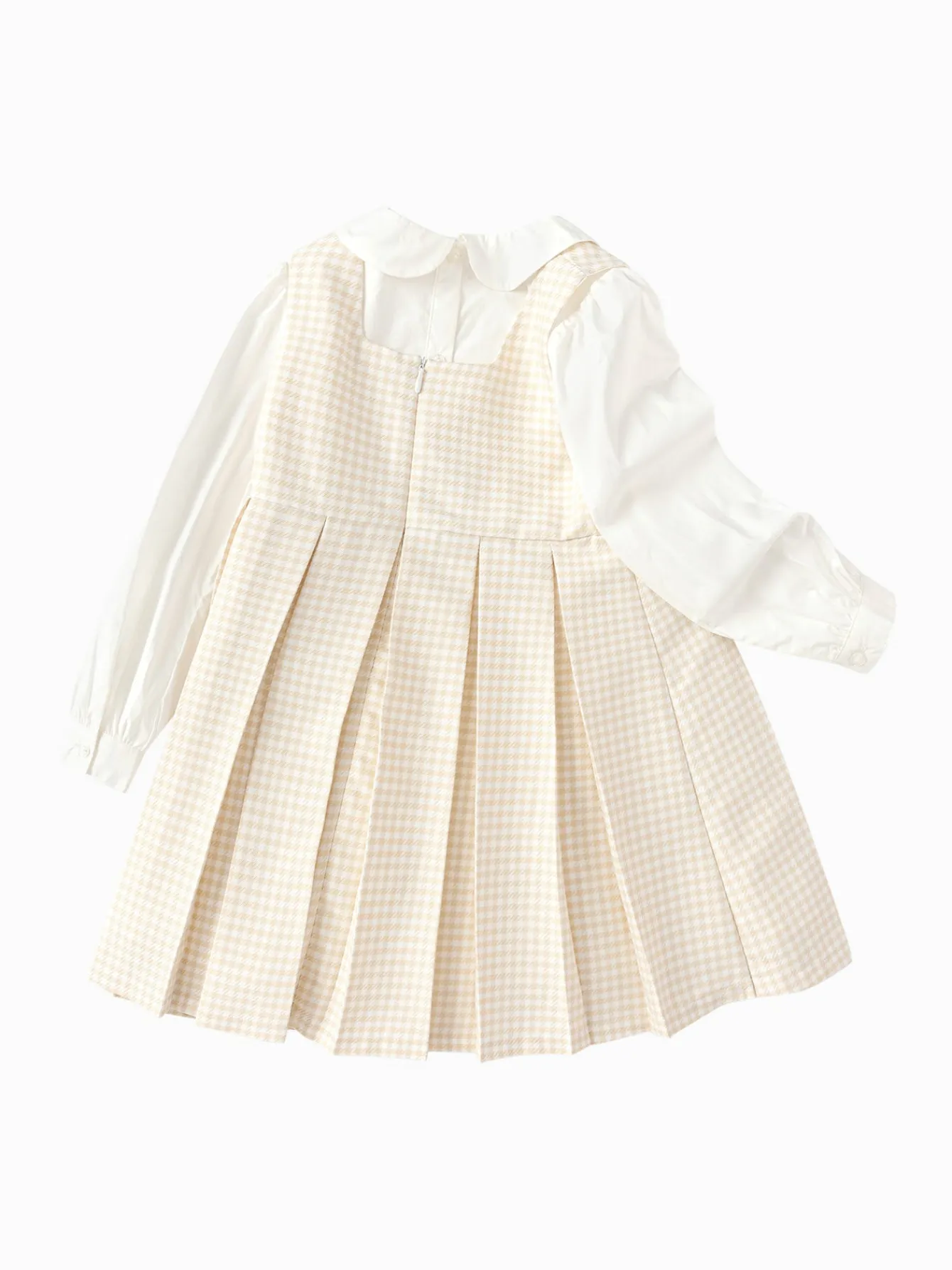 girl_trend_scenarios_coffee_white_hue_solid_color_onepiece_dress_4.webp Balabala Girl Trend Scenarios Solid Color One-Piece Dress Coffee White Hue New