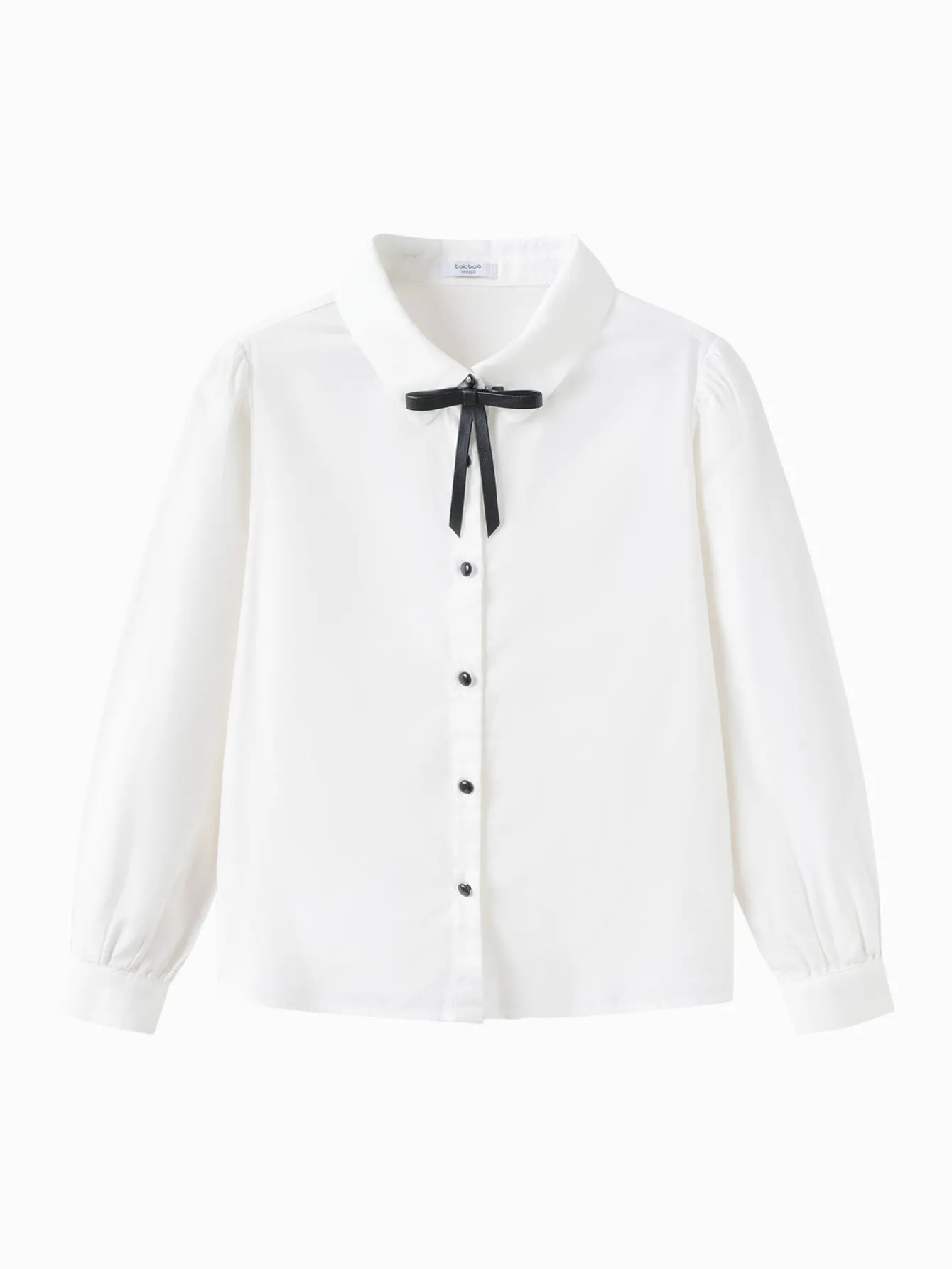 Balabala Girls' College Style Long Sleeve Shirt (Free Black Leather Bow Hair Accessory) Raw White Store
