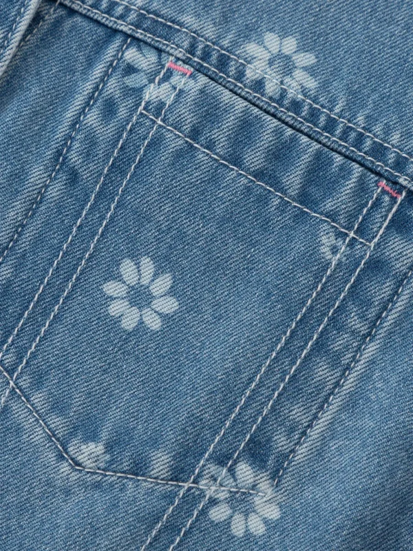 Balabala Girls Jacket Lapel Jacquard Denim Top Blue Discount