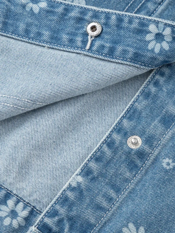 Balabala Girls Jacket Lapel Jacquard Denim Top Blue Discount