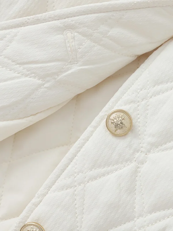 Balabala Girls Lapel Jacket Cotton Jacket Cream White Clearance