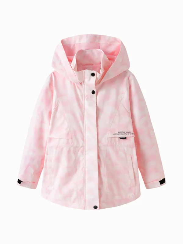 Balabala Girls' long waterproof outdoor jacket Red Store
