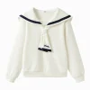 Balabala Girls Patchwork Collar Sweatshirt White Discount