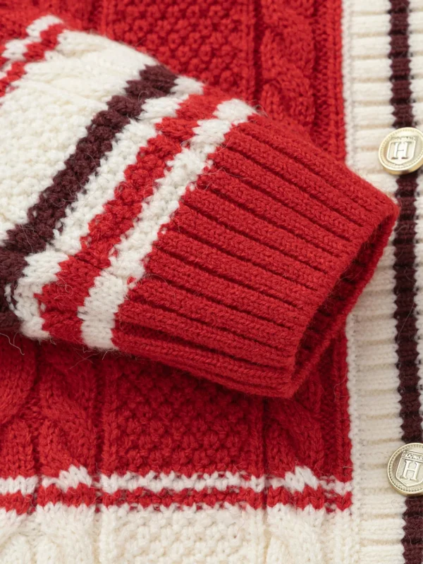 Balabala Girls College Style Sweater Cardigan Red Fashion
