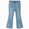Balabala Girls Toddler Bowknot Denim Trousers Denim Light Blue Fashion