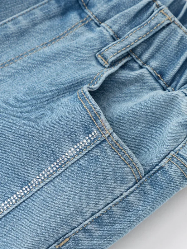 Balabala Girls Toddler Bowknot Denim Trousers Denim Light Blue Fashion