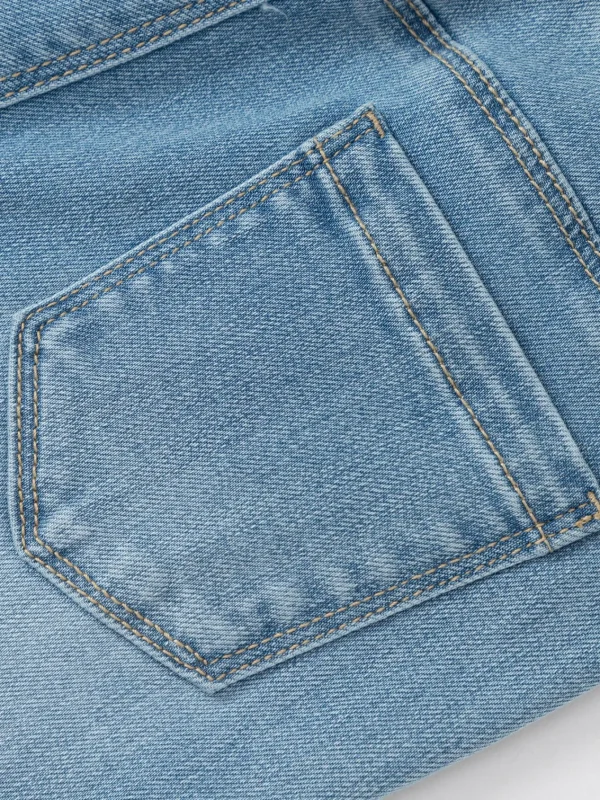 Balabala Girls Toddler Bowknot Denim Trousers Denim Light Blue Fashion