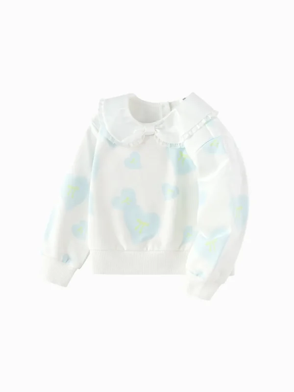 Balabala Girls Toddler Polka Dot Collar Sweatshirt White Blue Cheap